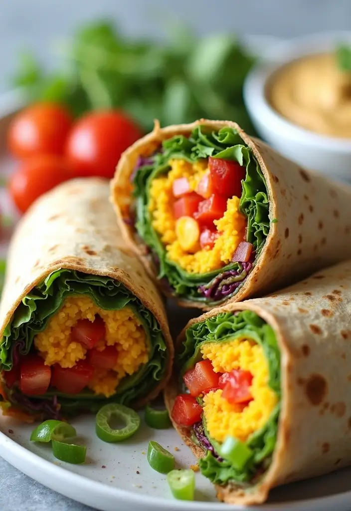 25 Aesthetic Lunch Ideas for School That Look as Good as They Taste - 1. Rainbow Veggie Wraps