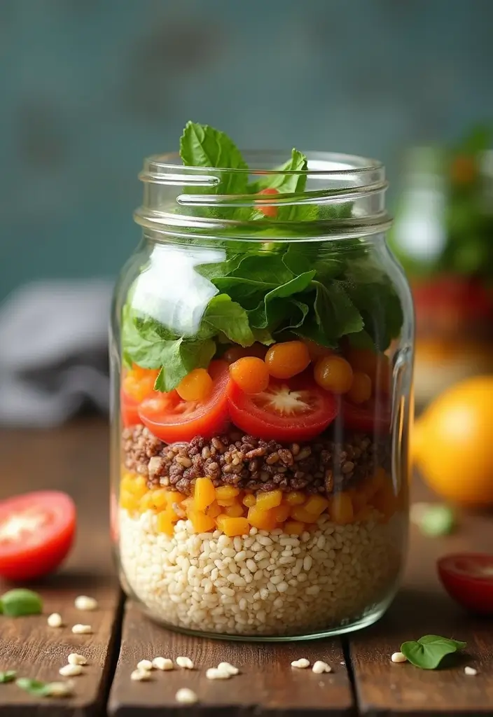 25 Aesthetic Lunch Ideas for School That Look as Good as They Taste - 19. Savory Food Jars