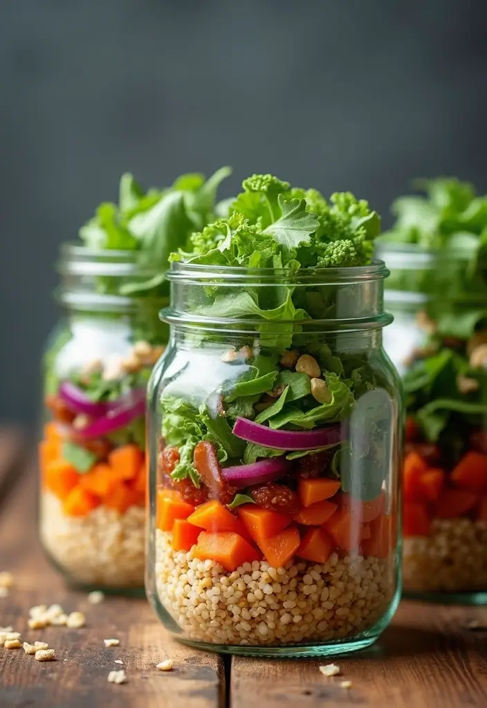 25 Aesthetic Lunch Ideas for School That Look as Good as They Taste - 2. Quinoa Salad Jars