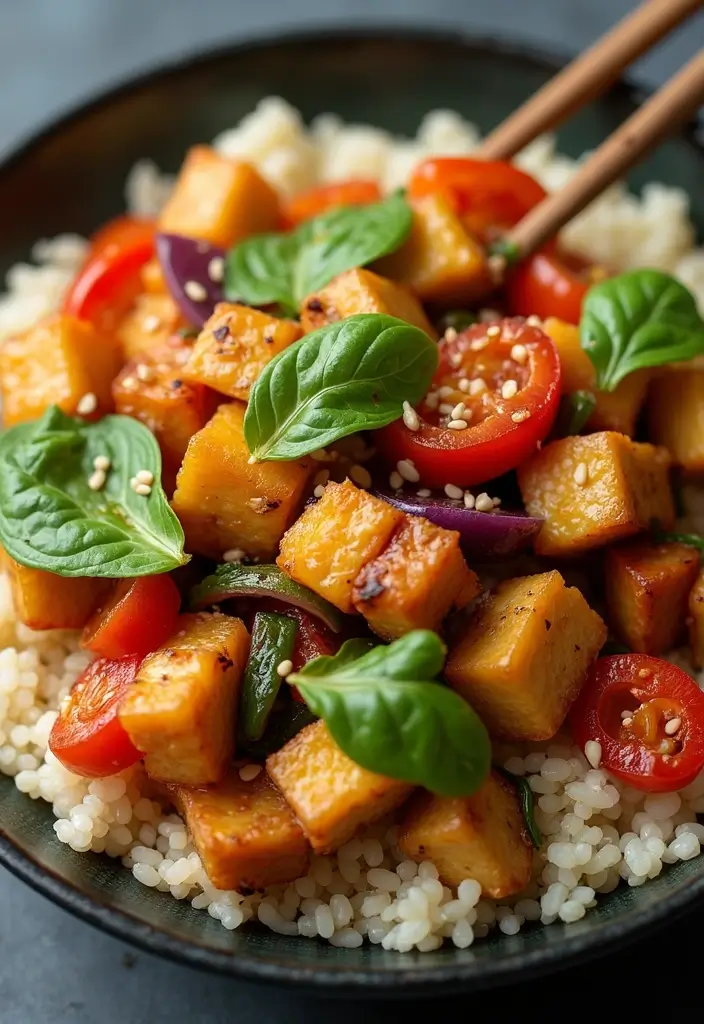 25 Aesthetic Lunch Ideas for School That Look as Good as They Taste - 20. Tofu and Veggie Stir-Fry