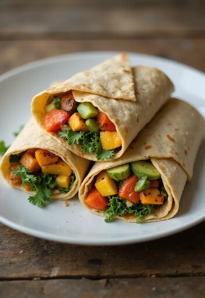 25 Aesthetic Lunch Ideas for School That Look as Good as They Taste - 24. Roasted Vegetable Wraps