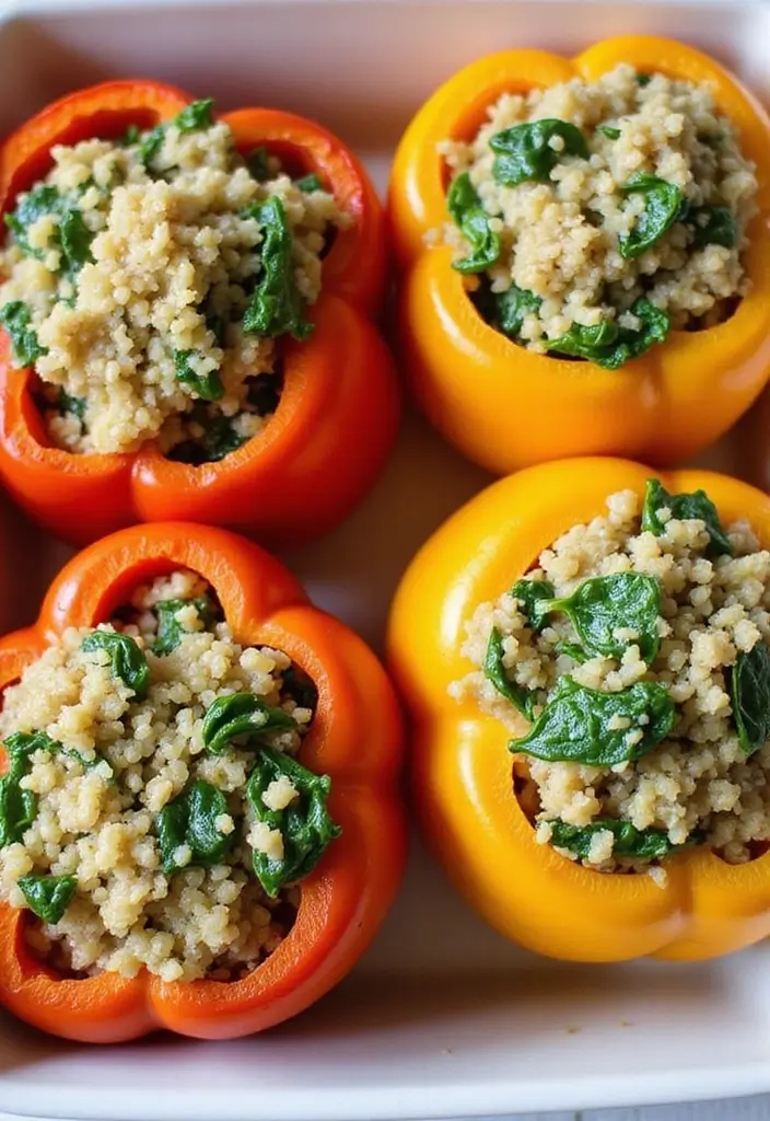25 Aesthetic Lunch Ideas for School That Look as Good as They Taste - 6. Spinach and Feta Stuffed Peppers