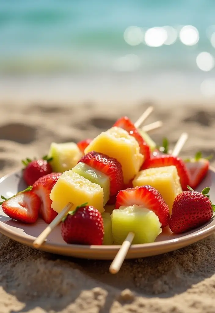 25 Easy Beach Picnic Food and Lunch Ideas Everyone Will Enjoy 20 25 Easy Beach Picnic Food and Lunch Ideas Everyone Will Enjoy - 4. Fruit Skewers