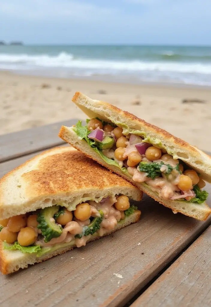 25 Easy Beach Picnic Food and Lunch Ideas Everyone Will Enjoy 25 25 Easy Beach Picnic Food and Lunch Ideas Everyone Will Enjoy - 5. Chickpea Salad Sandwiches