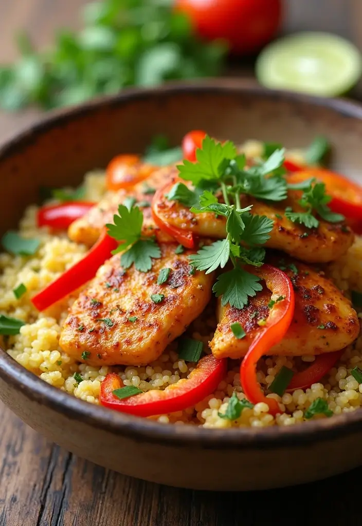 25 Easy High Protein Lunch Ideas for Muscle and Energy - 12. Spicy Chicken Quinoa Bowl
