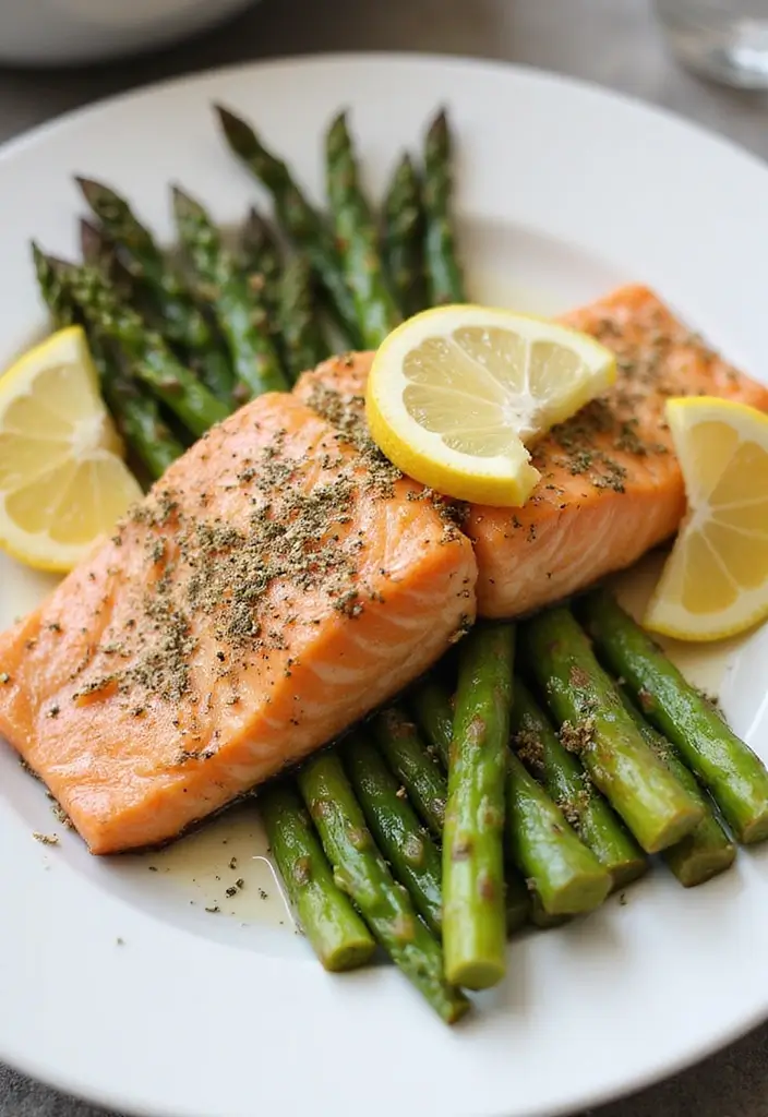 25 Easy High Protein Lunch Ideas for Muscle and Energy - 13. Baked Salmon with Asparagus