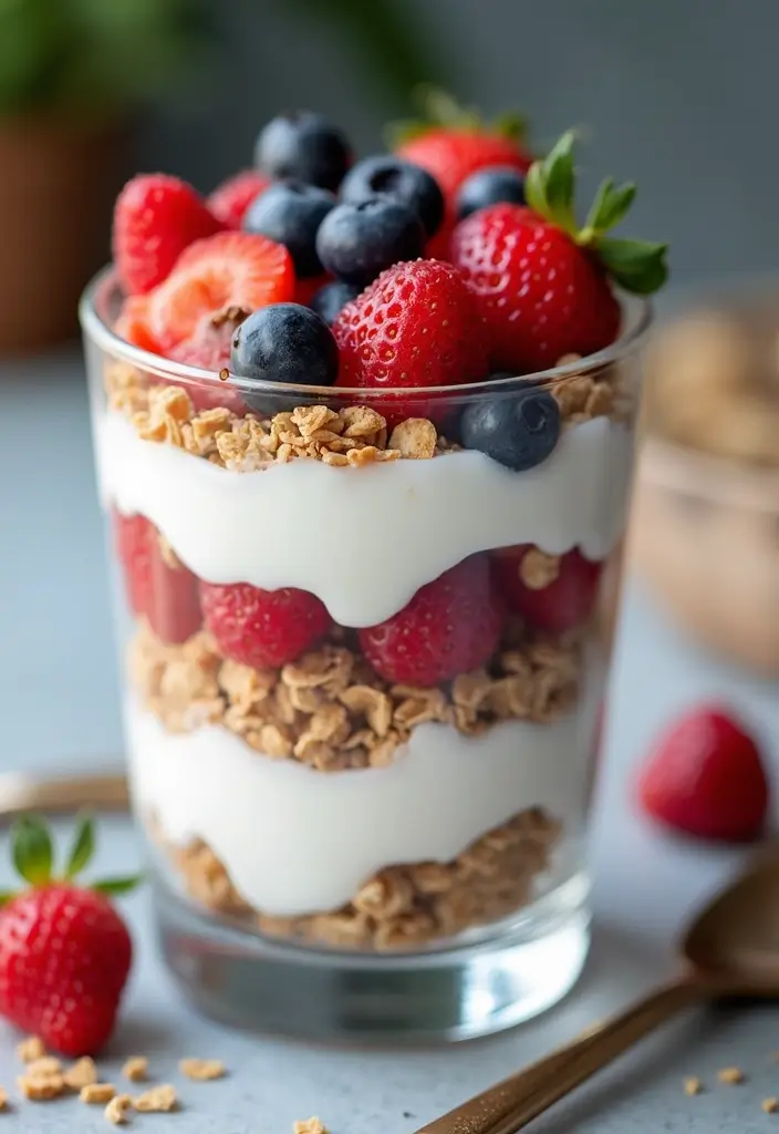 25 Easy High Protein Lunch Ideas for Muscle and Energy - 18. Yogurt Parfait with Granola