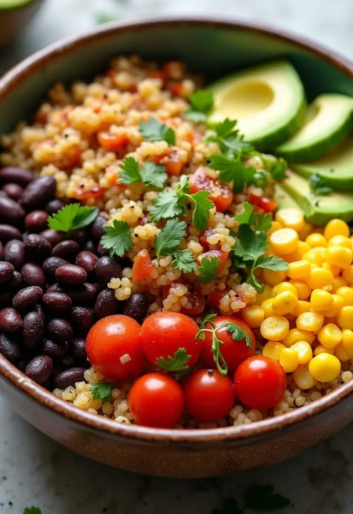 25 Easy High Protein Lunch Ideas for Muscle and Energy - 2. Quinoa and Black Bean Bowl