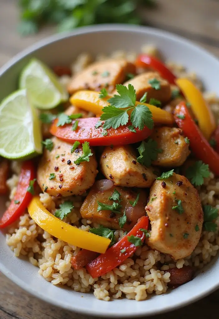25 Easy High Protein Lunch Ideas for Muscle and Energy - 20. Chicken Fajita Bowl