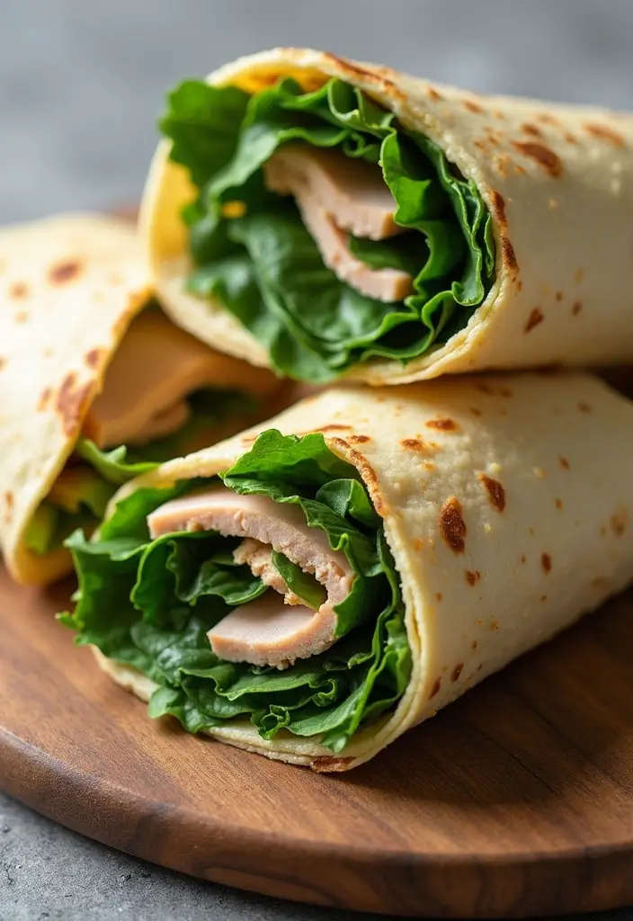 25 Easy High Protein Lunch Ideas for Muscle and Energy - 3. Turkey and Spinach Wrap
