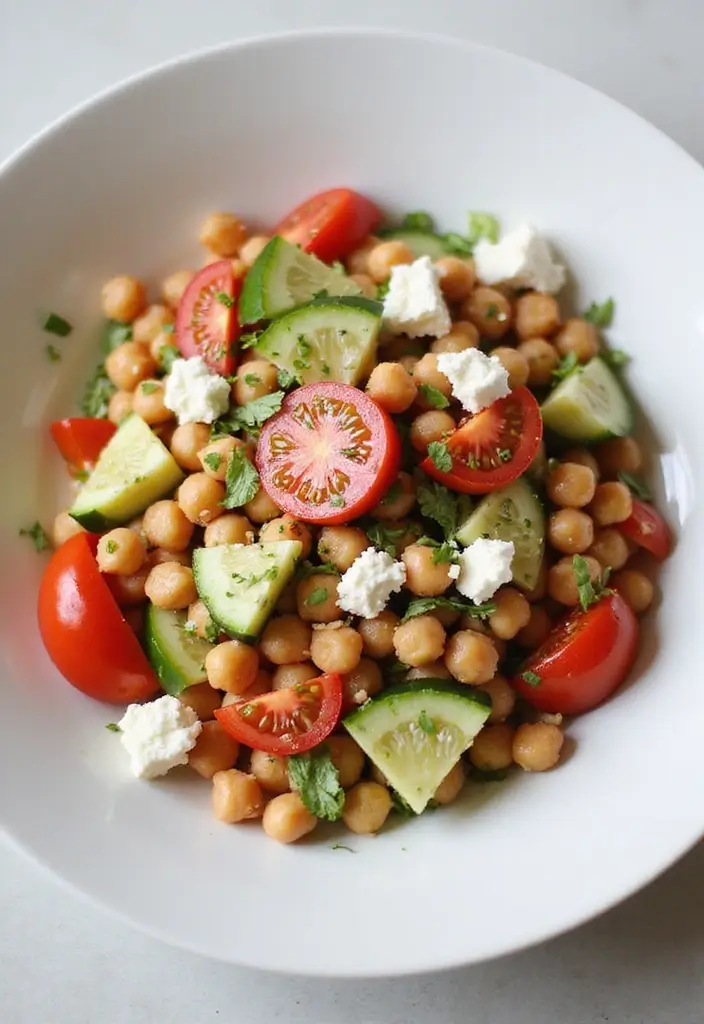 25 Easy High Protein Lunch Ideas for Muscle and Energy - 4. Chickpea Salad with Feta