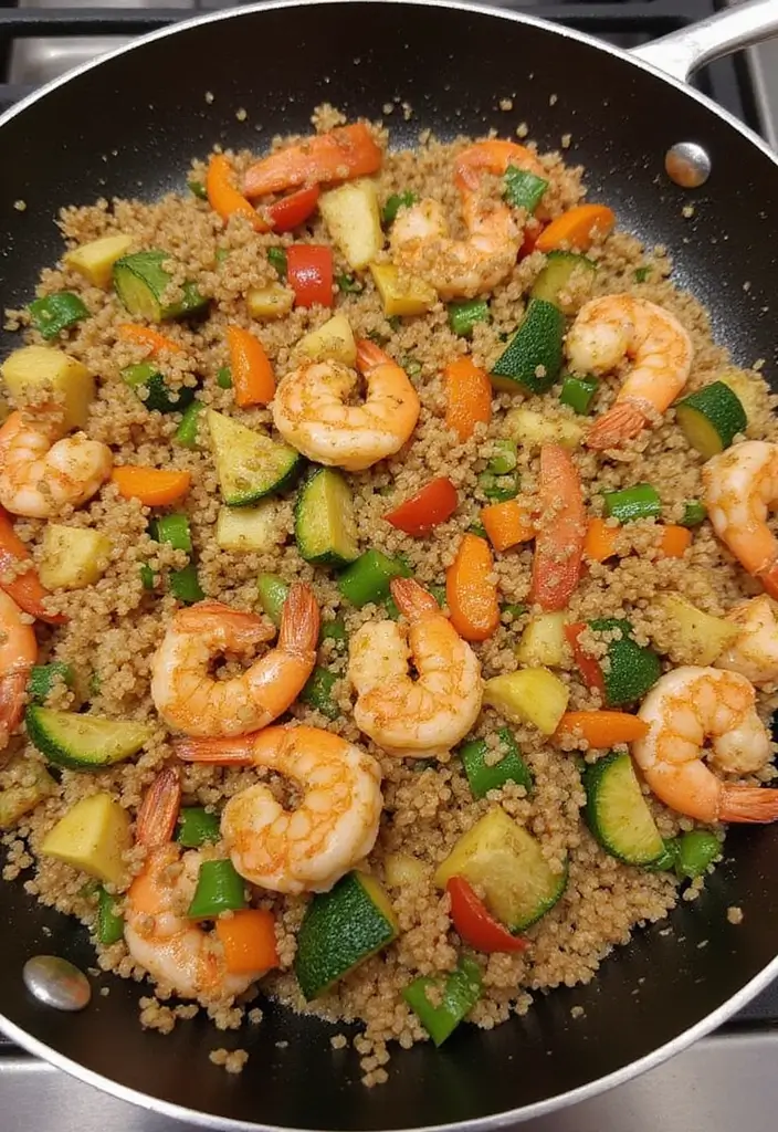 25 Easy High Protein Lunch Ideas for Muscle and Energy - 6. Shrimp and Quinoa Stir-Fry