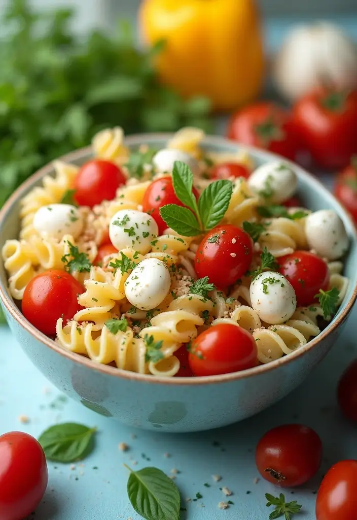 25 Easy and Cheap Lunch Ideas for When You’re on a Budget - 6. Caprese Pasta Salad