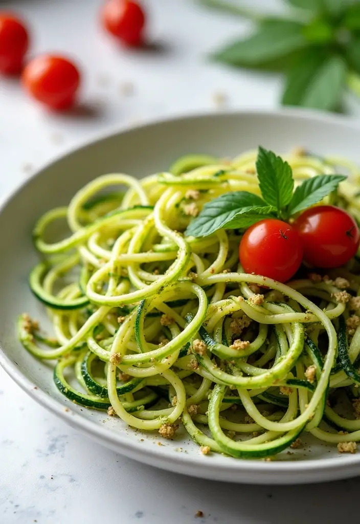 25 Easy and Cheap Lunch Ideas for When You’re on a Budget - 8. Zucchini Noodles with Pesto