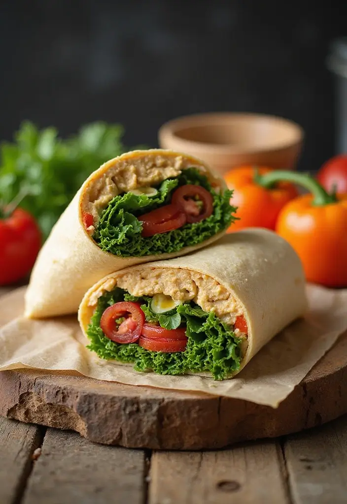 25 Fall Lunch Ideas for Work That Feel Cozy and Comforting 128 25 Fall Lunch Ideas for Work That Feel Cozy and Comforting - 22. Veggie and Hummus Wrap