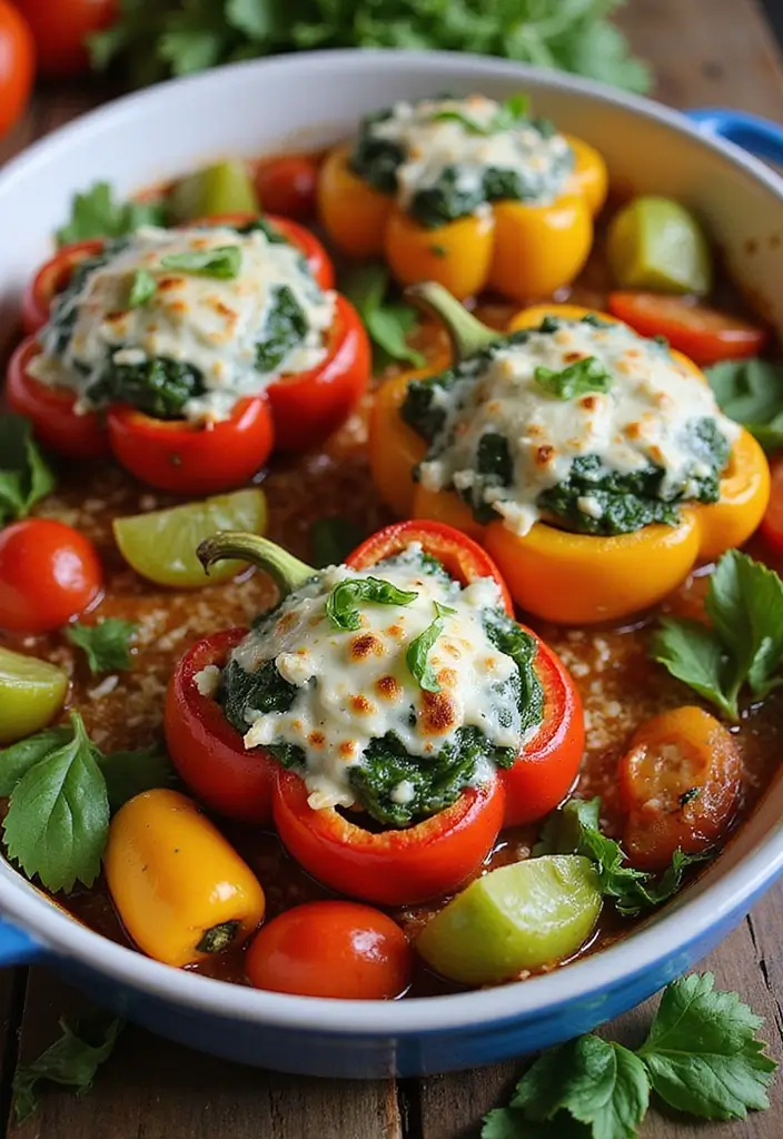 25 Fall Lunch Ideas for Work That Feel Cozy and Comforting 27 25 Fall Lunch Ideas for Work That Feel Cozy and Comforting - 5. Spinach and Feta Stuffed Peppers