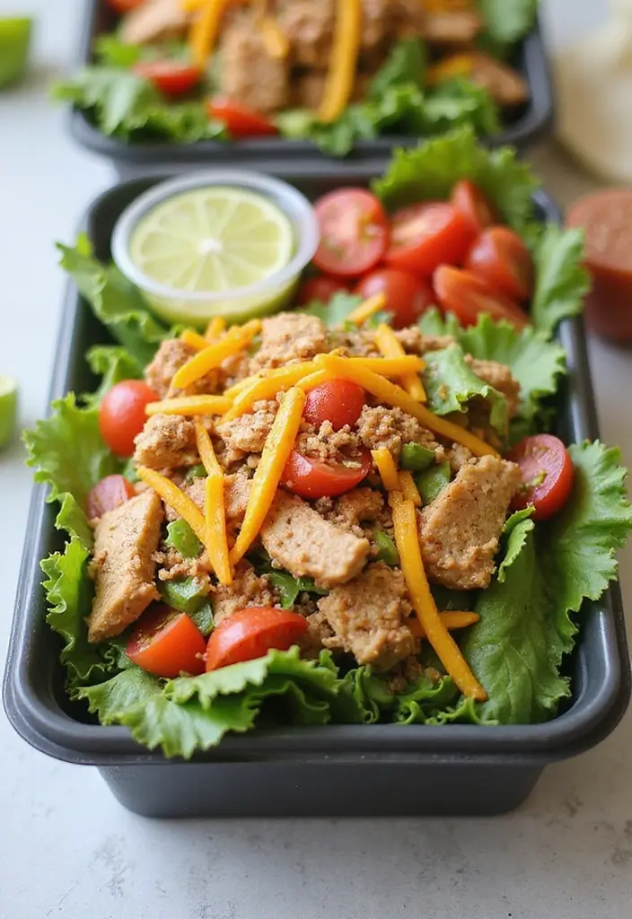 25 Healthy Lunch Prep Ideas for Work to Simplify Your Week 127 25 Healthy Lunch Prep Ideas for Work to Simplify Your Week - 21. Taco Salad