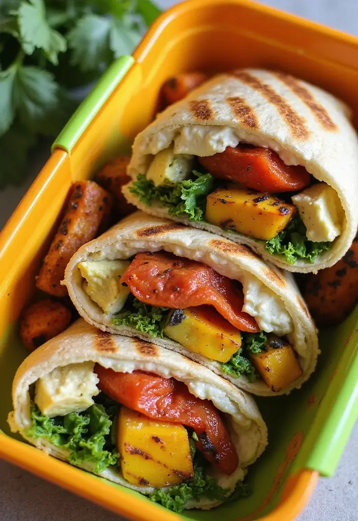 25 Healthy Lunch Prep Ideas for Work to Simplify Your Week 147 25 Healthy Lunch Prep Ideas for Work to Simplify Your Week - 25. Grilled Vegetable and Hummus Wraps