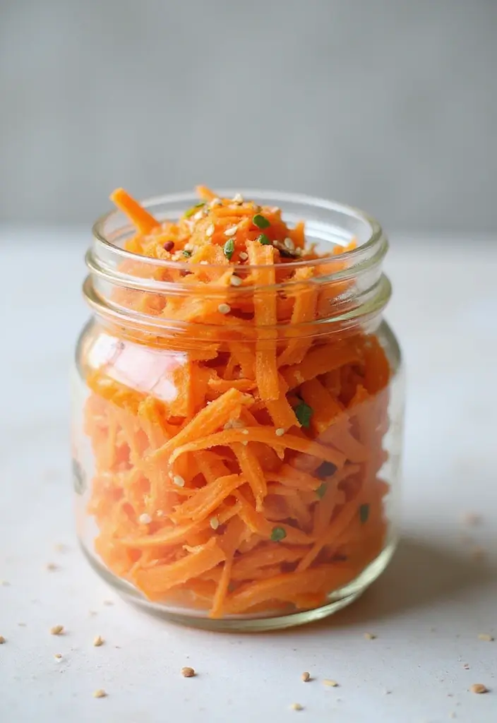 25 Ideas de Lunch para el Trabajo Fáciles y Saludables 77 25 Ideas de Lunch para el Trabajo Fáciles y Saludables - 13. Ensalada de Zanahorias y Sésamo