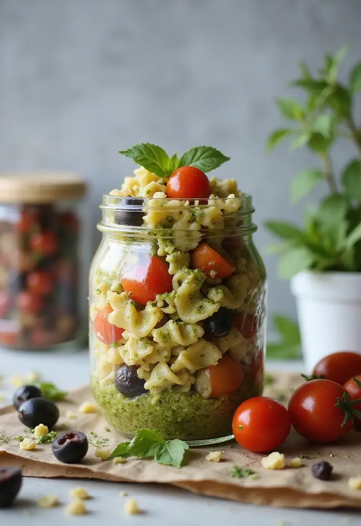 25 Ideas de Lunch para el Trabajo Fáciles y Saludables 157 25 Ideas de Lunch para el Trabajo Fáciles y Saludables - 25. Ensalada de Pasta con Pesto