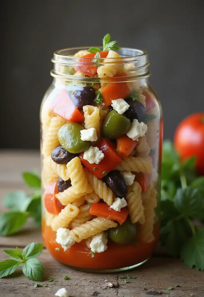 25 Ideas de Lunch para el Trabajo Fáciles y Saludables 13 25 Ideas de Lunch para el Trabajo Fáciles y Saludables - 3. Ensalada Mediterránea de Pasta