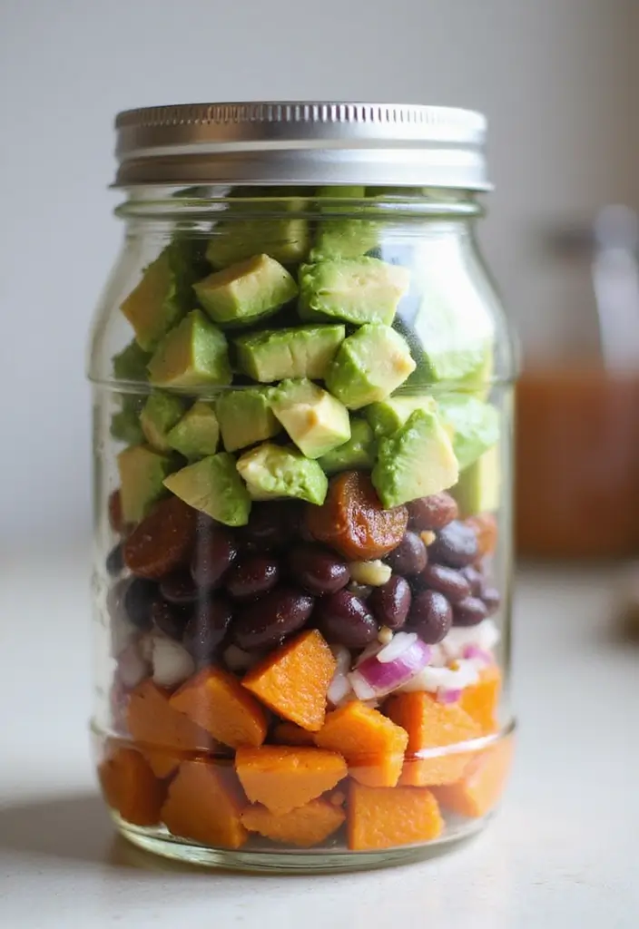 25 Ideas de Lunch para el Trabajo Fáciles y Saludables 27 25 Ideas de Lunch para el Trabajo Fáciles y Saludables - 5. Ensalada de Batata y Frijoles Negros