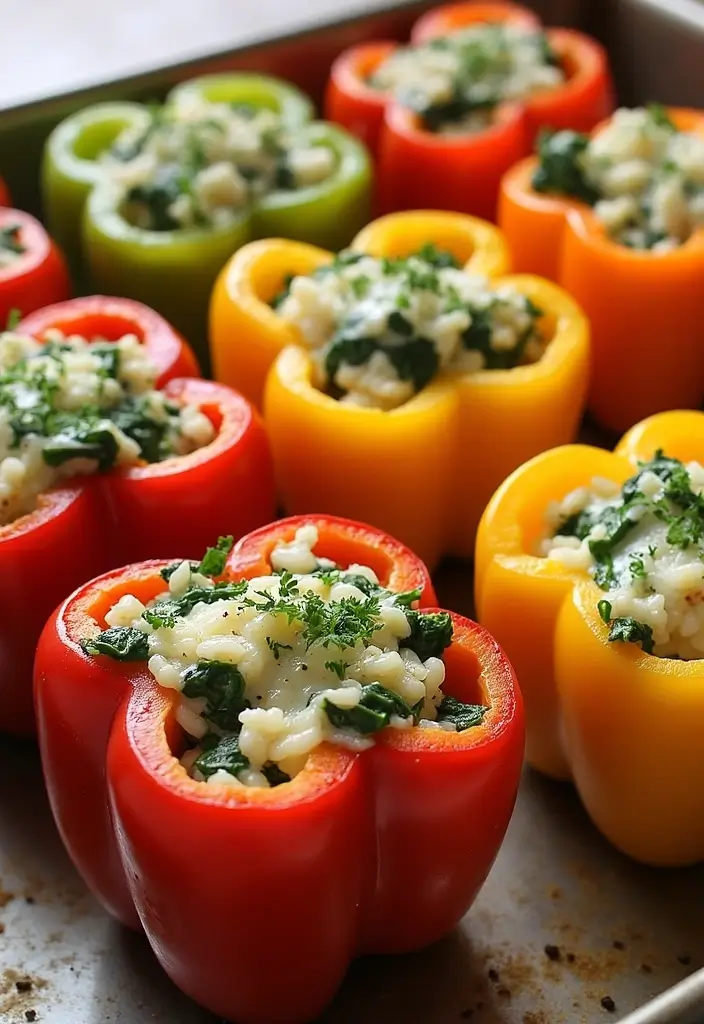 25 Low Calorie Meal Prep Lunch Ideas for Weight Control 15 25 Low Calorie Meal Prep Lunch Ideas for Weight Control - 3. Spinach & Feta Stuffed Peppers