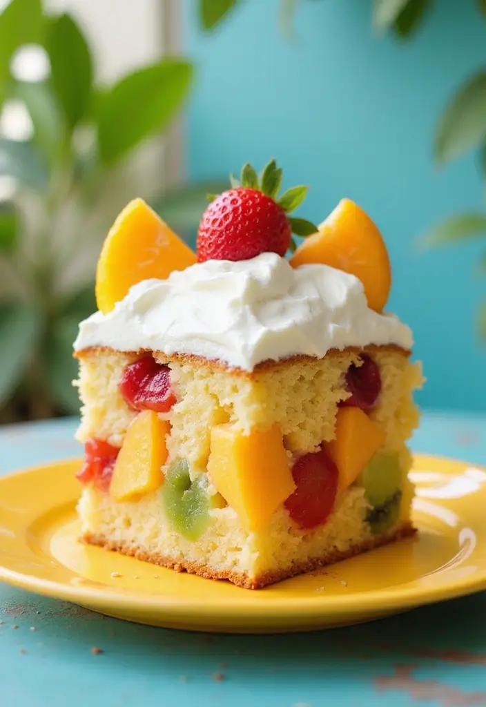 25 Lunch Box Cake Ideas for Boyfriend That Are Cute and Sweet - 24. Tropical Fruit Cake