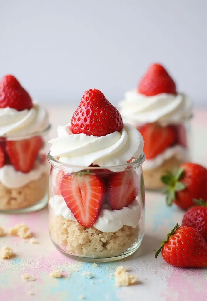 25 Lunch Box Cake Ideas for Boyfriend That Are Cute and Sweet - 3. Strawberry Shortcake in Jars