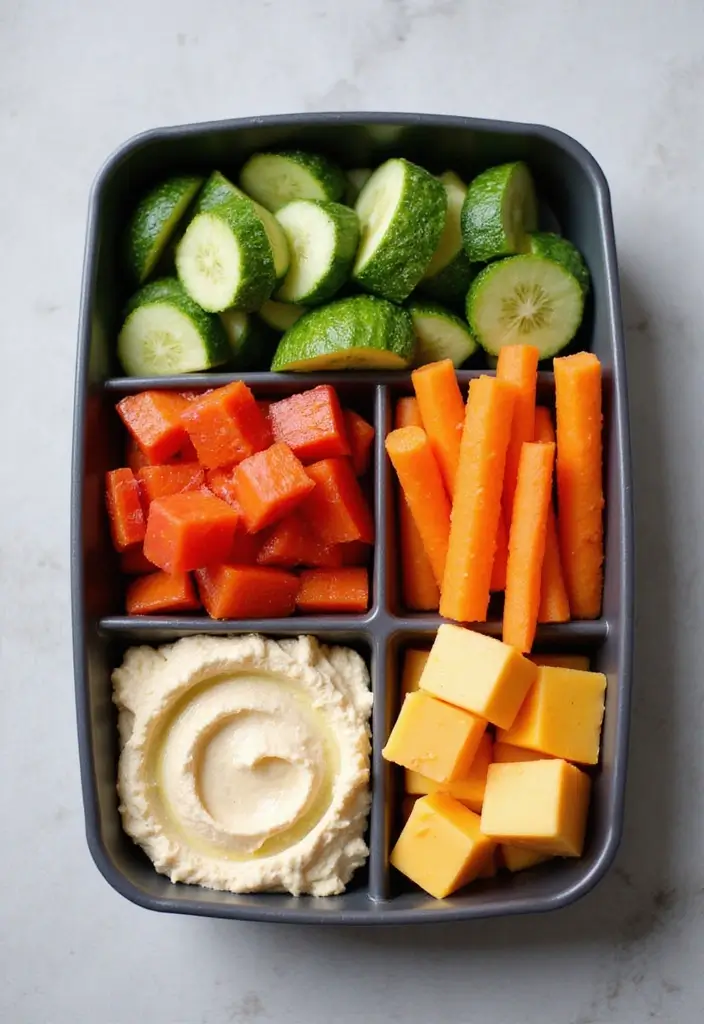 25 Lunch Box Ideas for Adults That Make Packing Easy 22 25 Lunch Box Ideas for Adults That Make Packing Easy - 4. Veggie and Cheese Bento Box