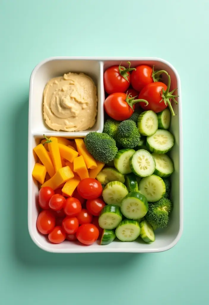 25 Lunch Box Ideas for Husband That Show You Care 65 25 Lunch Box Ideas for Husband That Show You Care - 11. Hummus & Veggie Snack Box