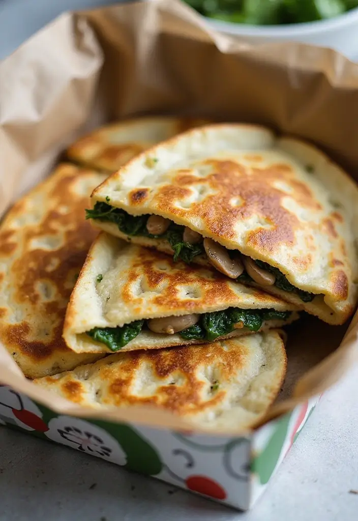 25 Lunch Box Ideas for Husband That Show You Care 146 25 Lunch Box Ideas for Husband That Show You Care - 24. Spinach & Mushroom Quesadilla