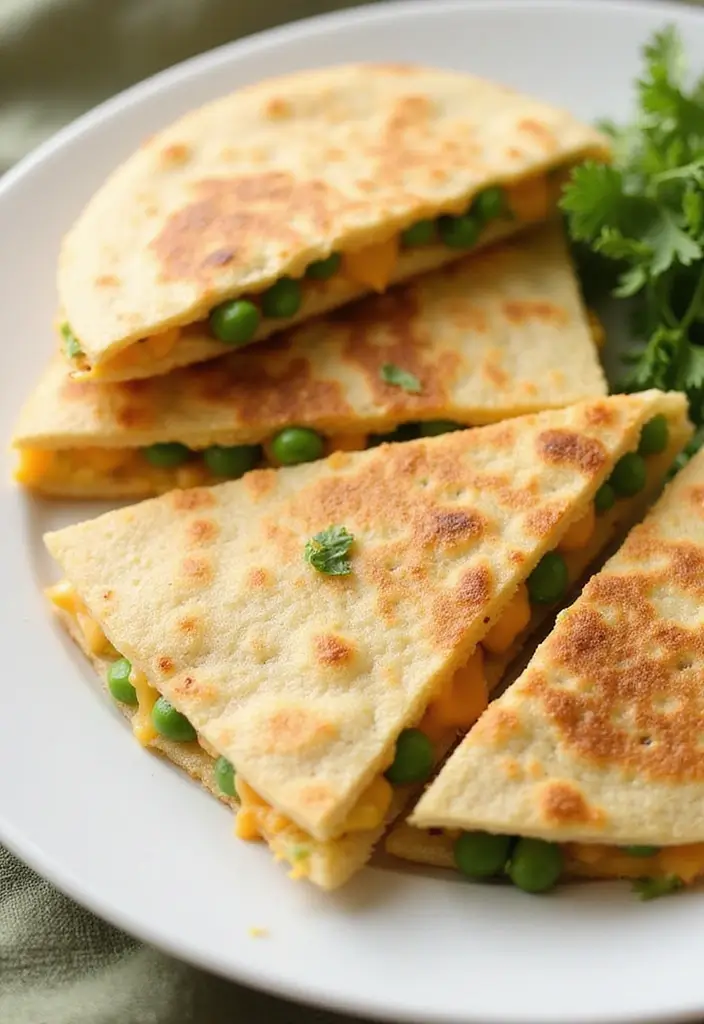 25 Lunch Ideas for 12-Month-Old Babies That Are Nutritious and Simple 71 25 Lunch Ideas for 12-Month-Old Babies That Are Nutritious and Simple - 13. Sweet Pea and Cheese Quesadillas