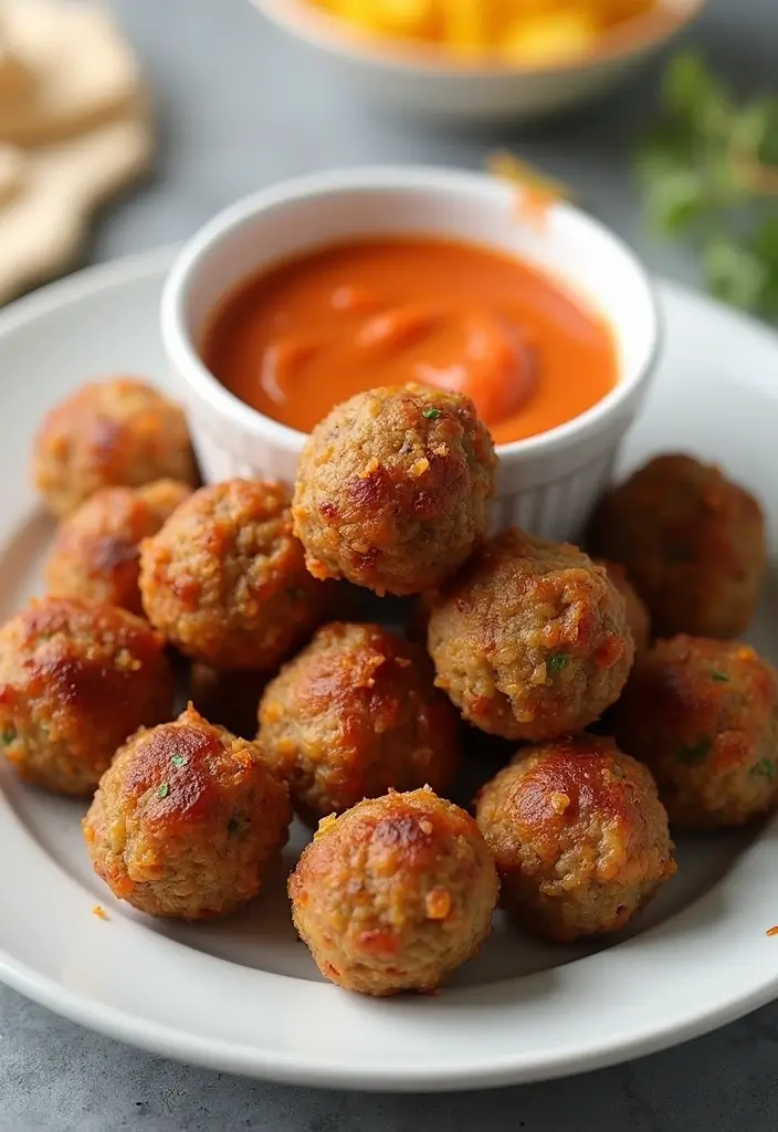 25 Lunch Ideas for 12-Month-Old Babies That Are Nutritious and Simple 104 25 Lunch Ideas for 12-Month-Old Babies That Are Nutritious and Simple - 18. Mini Meatballs with Dipping Sauce