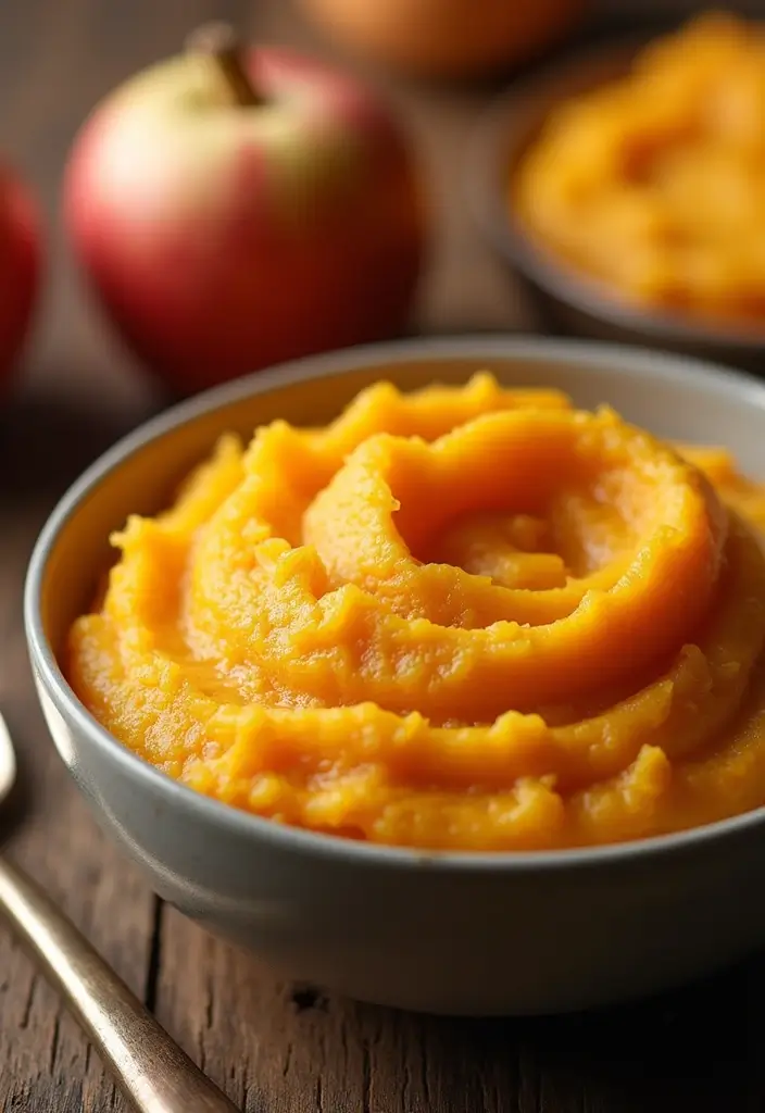 25 Lunch Ideas for 12-Month-Old Babies That Are Nutritious and Simple 135 25 Lunch Ideas for 12-Month-Old Babies That Are Nutritious and Simple - 23. Pumpkin and Apple Mash