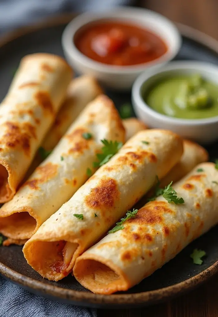 25 Lunch Ideas for a Crowd That Are Easy to Serve and Delicious - 10. Baked Chicken Taquitos