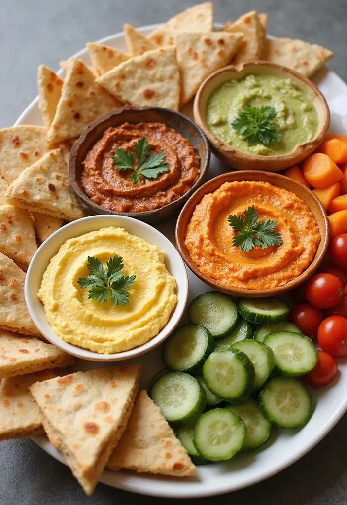 25 Lunch Ideas for a Crowd That Are Easy to Serve and Delicious - 16. Pita Bread with Hummus and Veggies