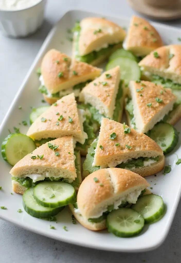 25 Lunch Ideas for a Crowd That Are Easy to Serve and Delicious - 18. Cucumber and Cream Cheese Sandwiches