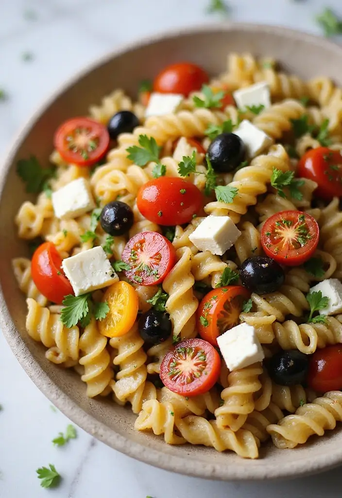 25 Lunch Ideas for a Crowd That Are Easy to Serve and Delicious - 2. Mediterranean Pasta Salad
