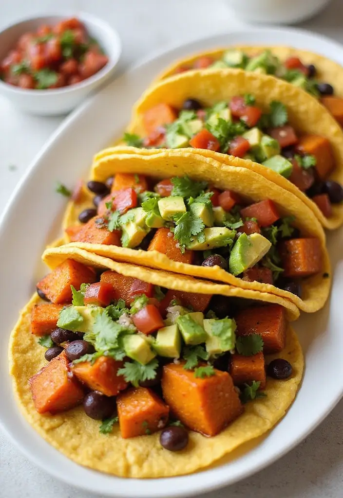 25 Lunch Ideas for a Crowd That Are Easy to Serve and Delicious - 6. Sweet Potato and Black Bean Tacos