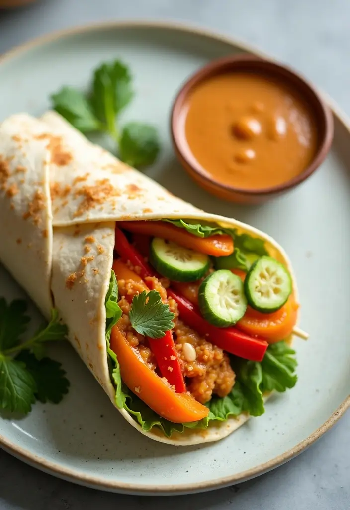 25 Lunch Sandwich Ideas for Work That Go Beyond the Basics 76 25 Lunch Sandwich Ideas for Work That Go Beyond the Basics - 12. Thai Peanut Veggie Wrap