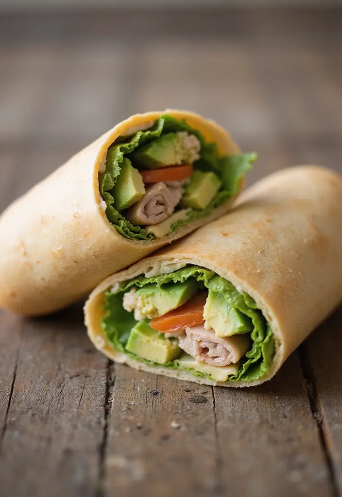 25 Packed Lunch Ideas for Work That Are Simple and Delicious 6 25 Packed Lunch Ideas for Work That Are Simple and Delicious - 2. Turkey and Avocado Wrap