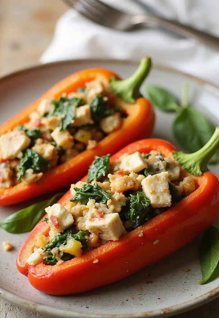 25 Packed Lunch Ideas for Work That Are Simple and Delicious 39 25 Packed Lunch Ideas for Work That Are Simple and Delicious - 7. Spinach and Feta Stuffed Peppers