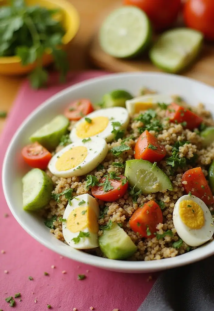26 Healthy Lunch Ideas with Eggs That Are Protein-Rich and Easy 20 26 Healthy Lunch Ideas with Eggs That Are Protein-Rich and Easy - 4. Egg and Quinoa Salad