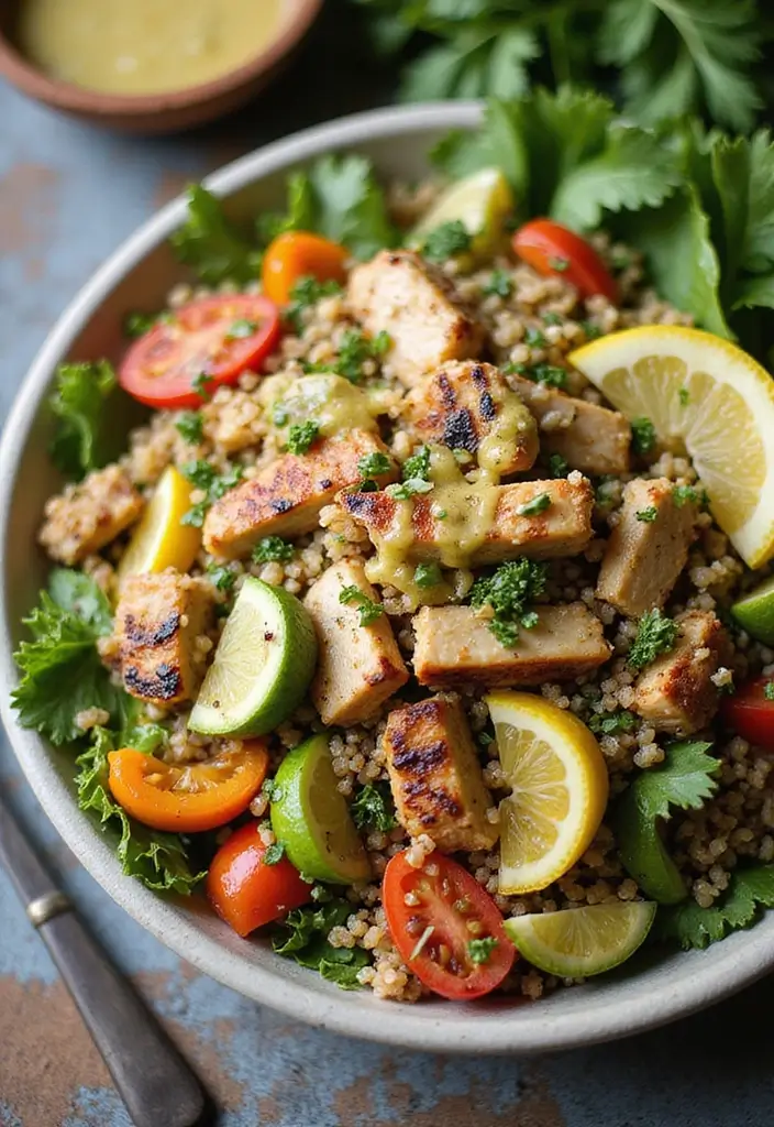 26 High Protein Lunch Box Ideas to Keep You Full Longer - 1. Grilled Chicken and Quinoa Salad