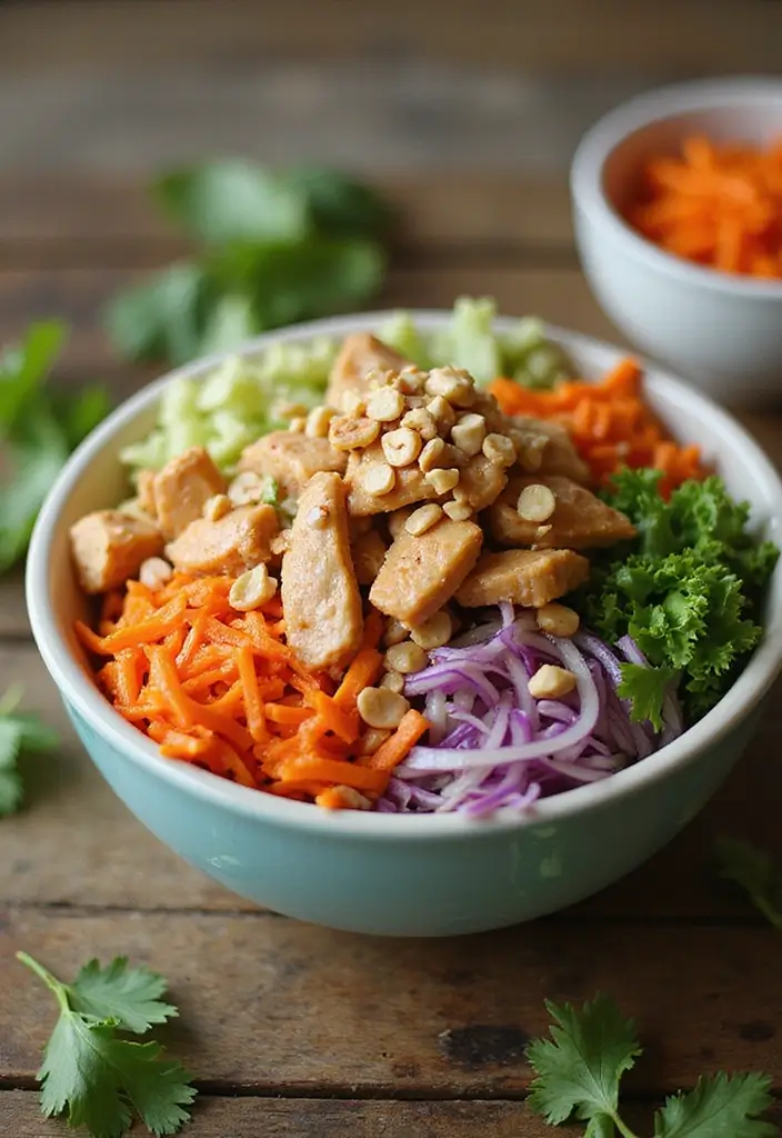 26 High Protein Lunch Box Ideas to Keep You Full Longer - 14. Thai Chicken Salad