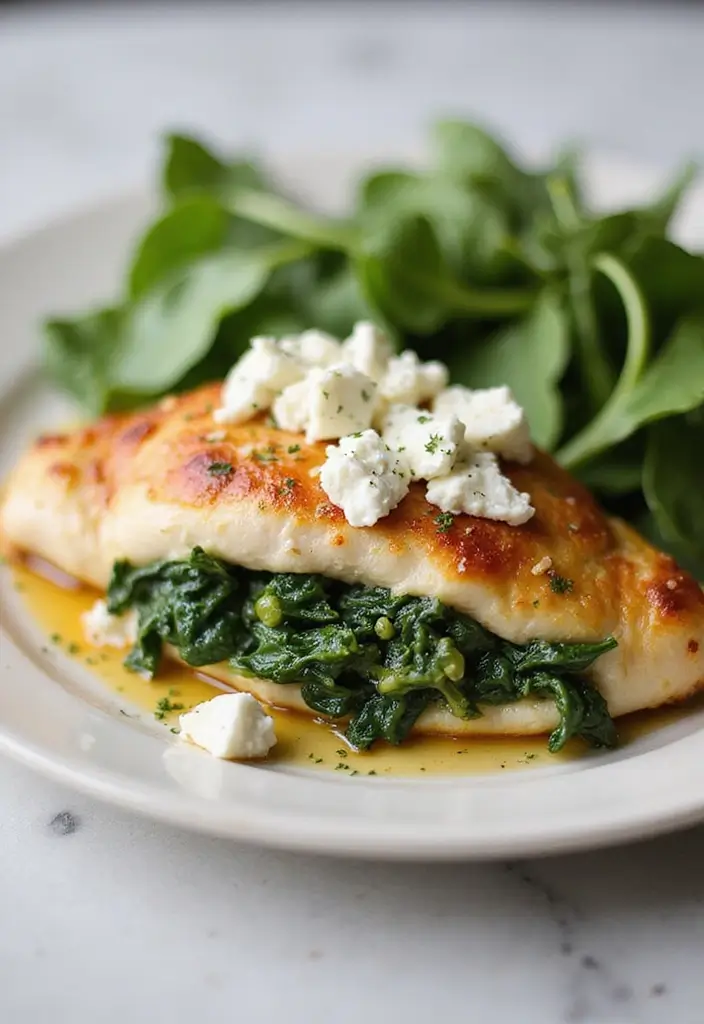 26 High Protein Lunch Box Ideas to Keep You Full Longer - 16. Spinach and Feta Stuffed Chicken Breast