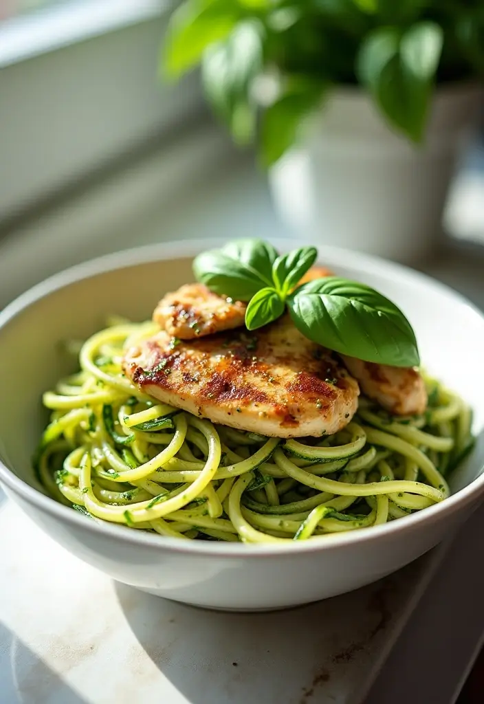 26 High Protein Lunch Box Ideas to Keep You Full Longer - 19. Zucchini Noodles with Pesto