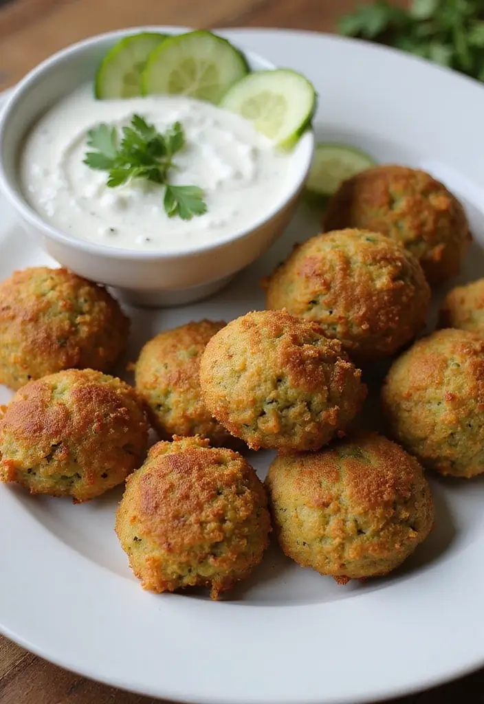 26 High Protein Lunch Box Ideas to Keep You Full Longer - 22. Baked Falafel with Tzatziki