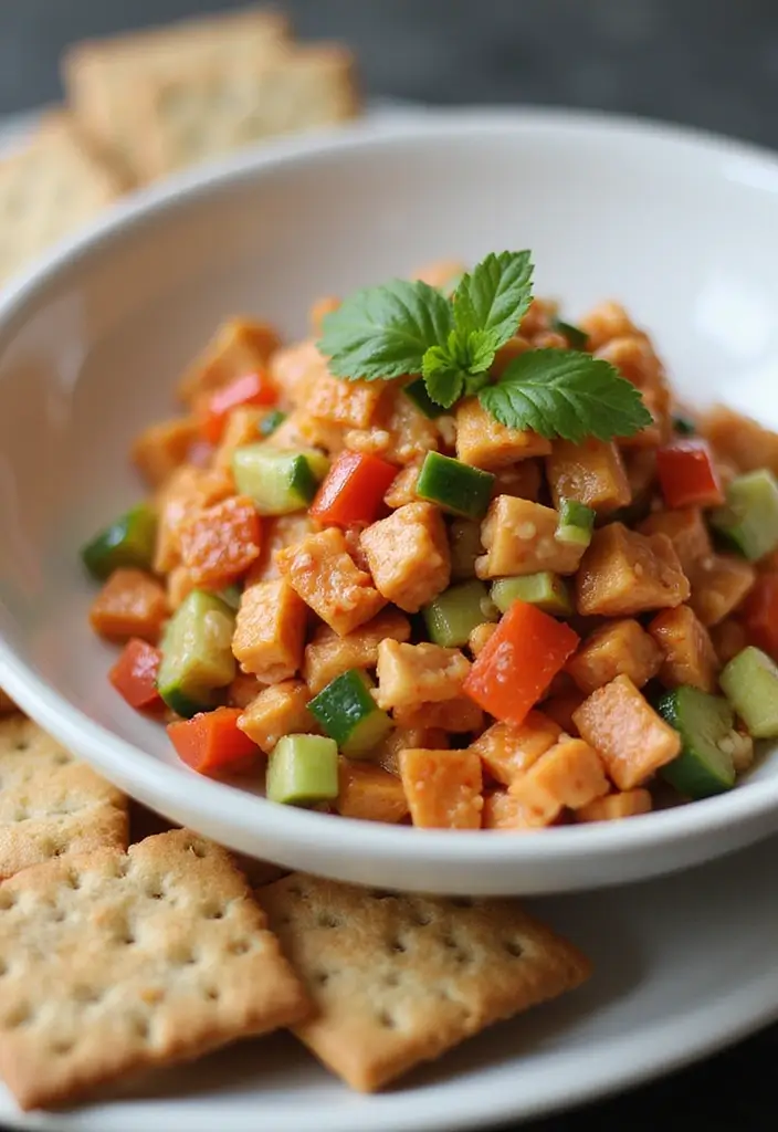 26 High Protein Lunch Box Ideas to Keep You Full Longer - 23. Spicy Tuna Salad with Crackers